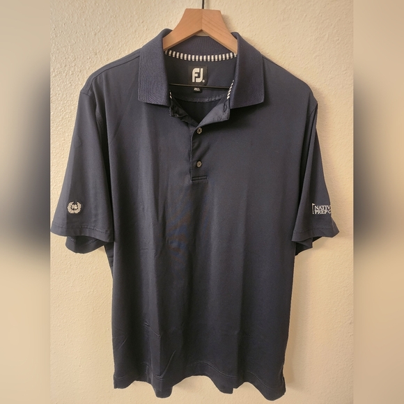 FJ Footjoy Mens Navy Polo Golf Shirt Sz Medium - Picture 1 of 10